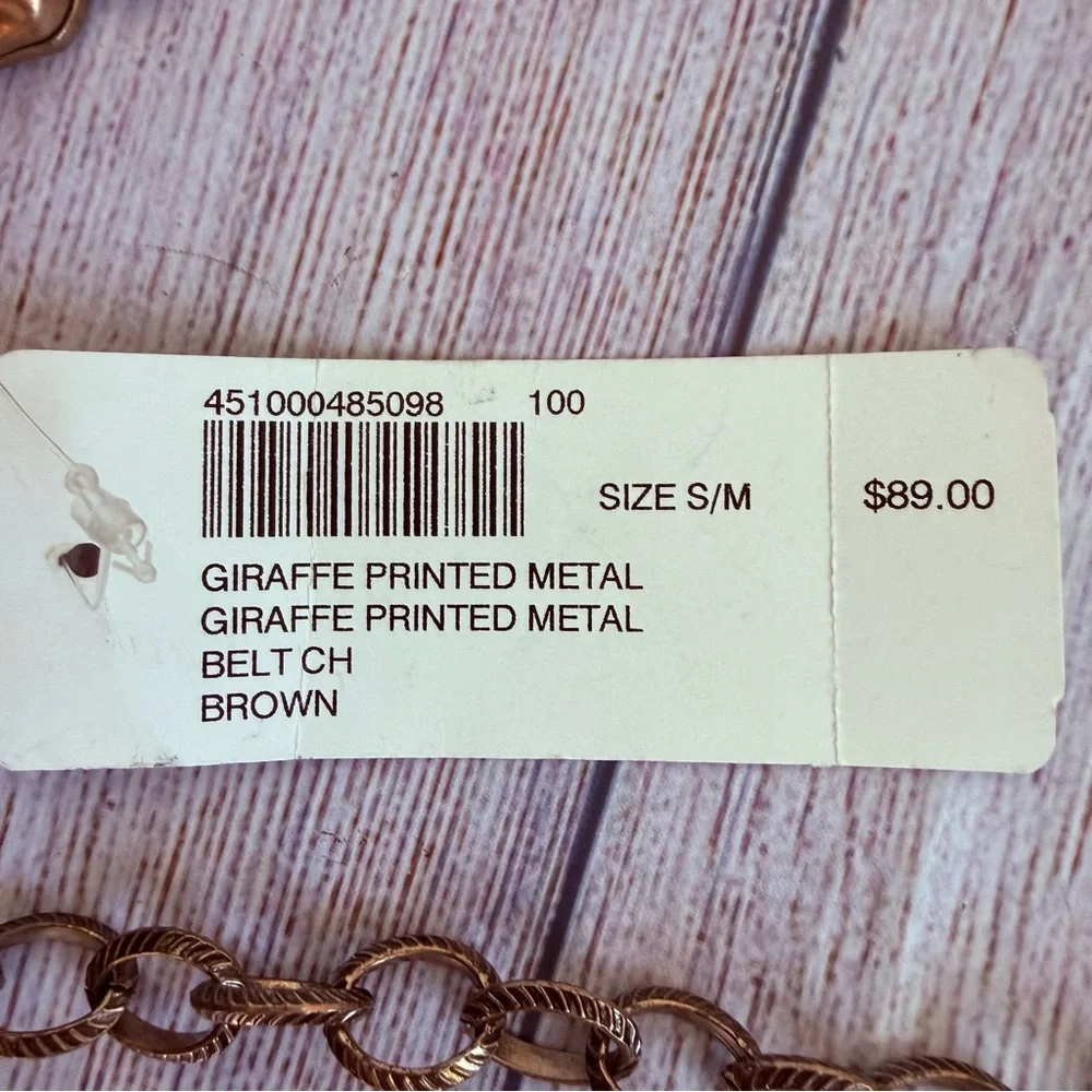CHICO’S Giraffe Print Metal Belt Small/Medium NWT